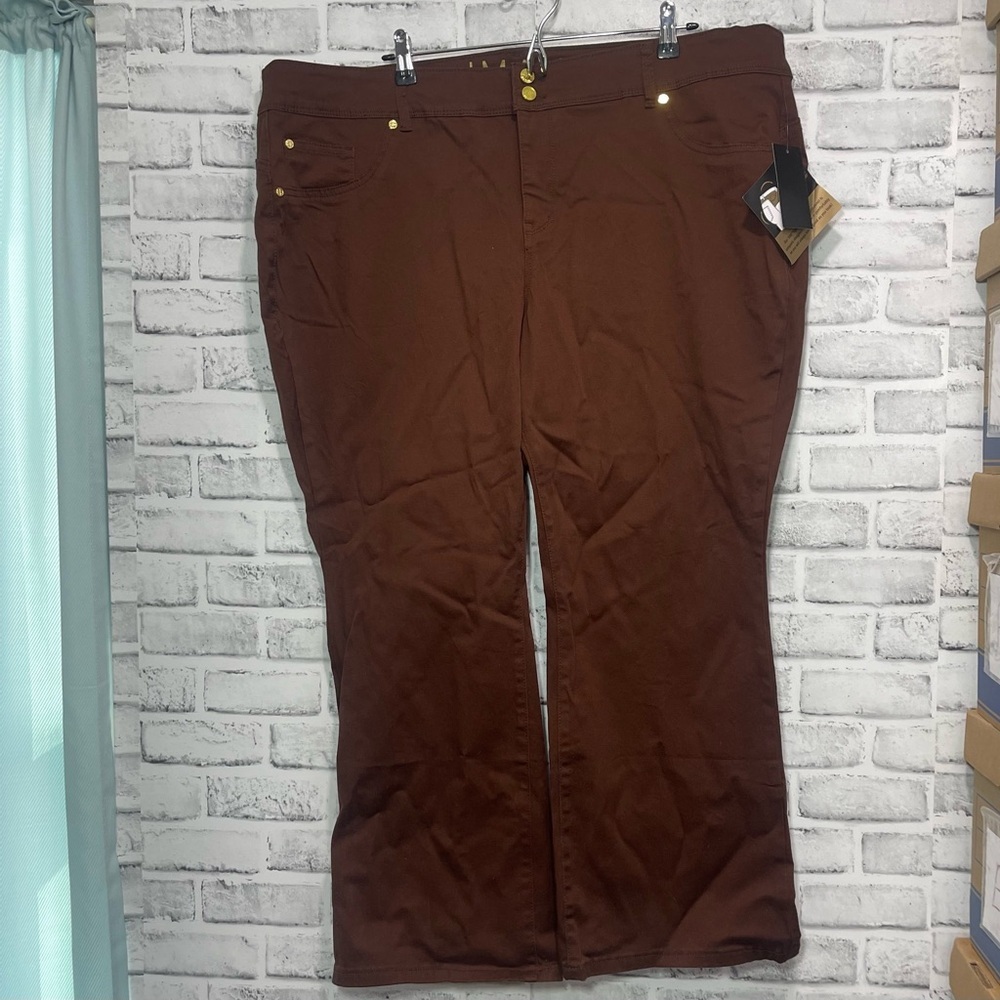 IMAN Dark Brown Women’s High Waisted Slimming Boot Cut Petite Jeans NWT  24WP